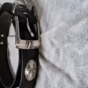 Insko leather black and silver cross club and ball Concho golf belt